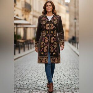 Embroidered Brown Coat With Gold❤️❤️❤️